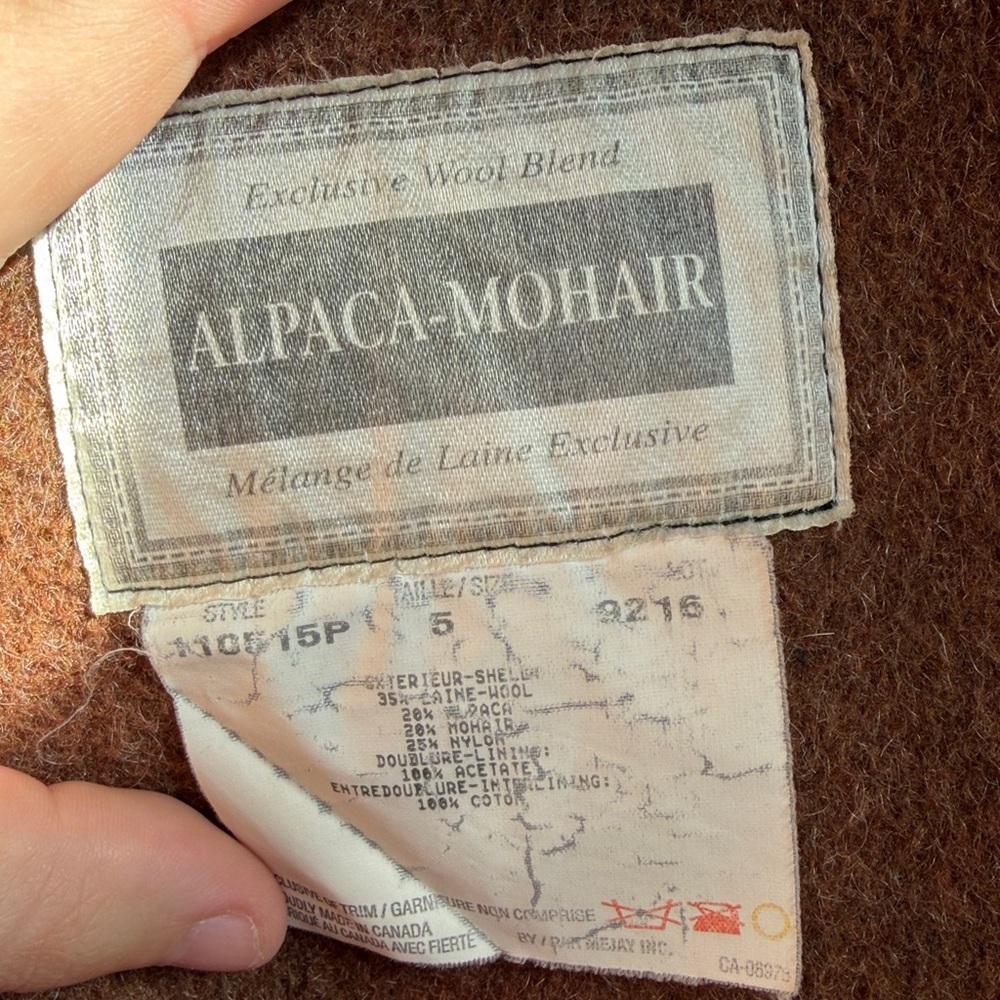 Vintage Brown Double-Breasted Alpaca Blend Coat - Picture 6 of 9